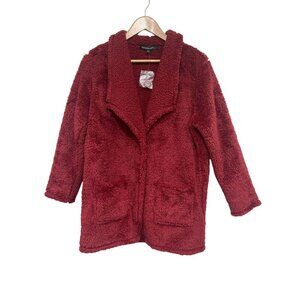 Colleen Lopez Women's "CL Soft" Teddy Coat Brick Red NWOT Size S OVERSIZED
